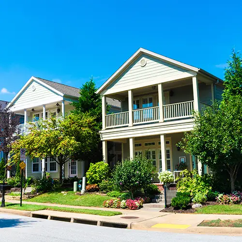 Residential homes on a suburban street